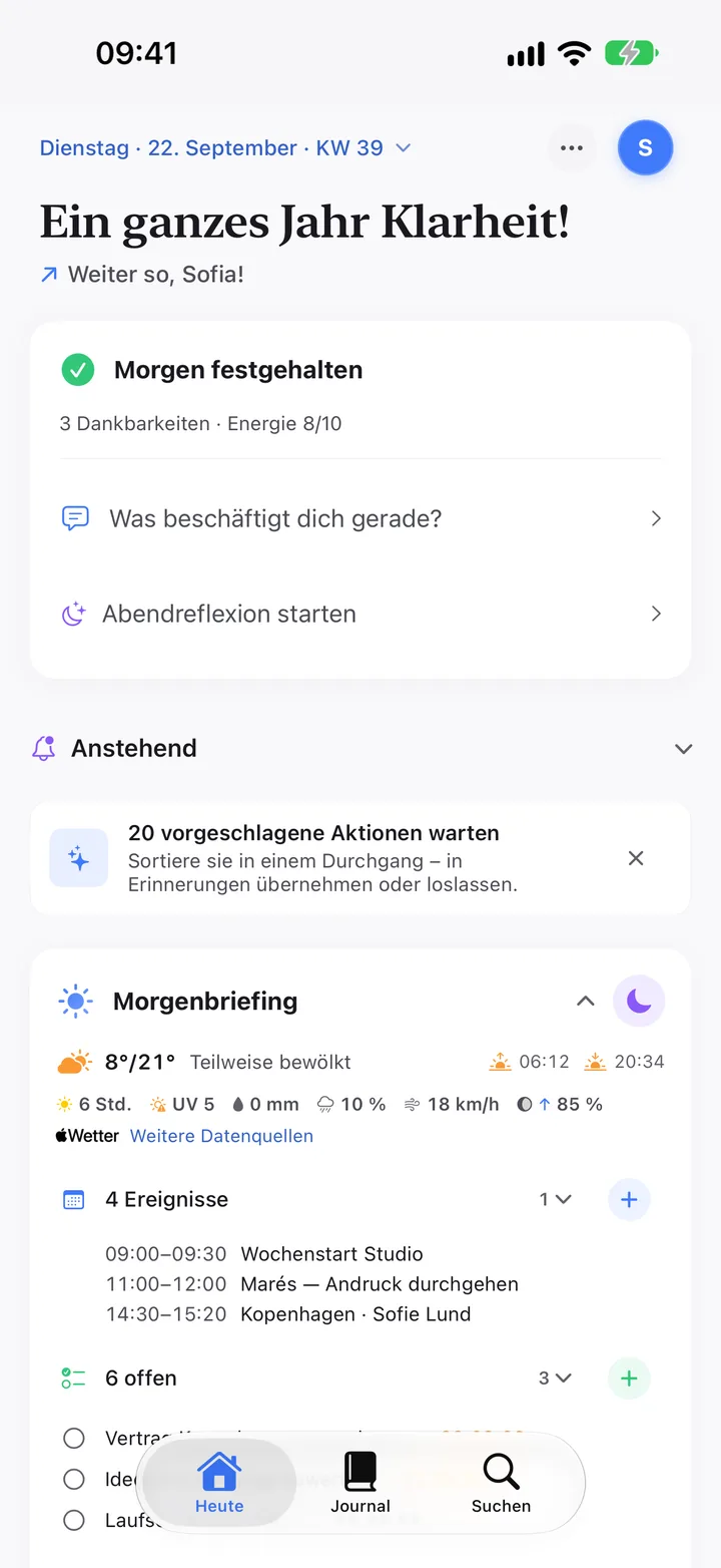Morgenbriefing: Wetter, vier Termine und sechs offene Erinnerungen.